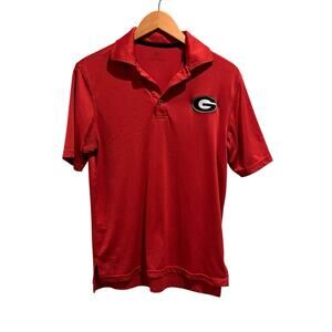 Georgia Bulldogs Polo Shirt Mens Red 100% Polyester Football Colosseum Small